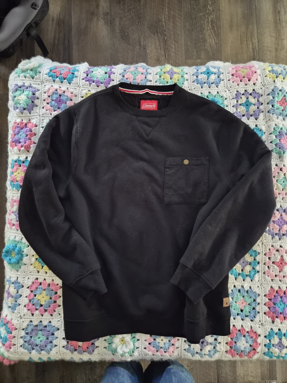 Coleman Black Men's Crewneck Sweatshirt with Chest Pocket